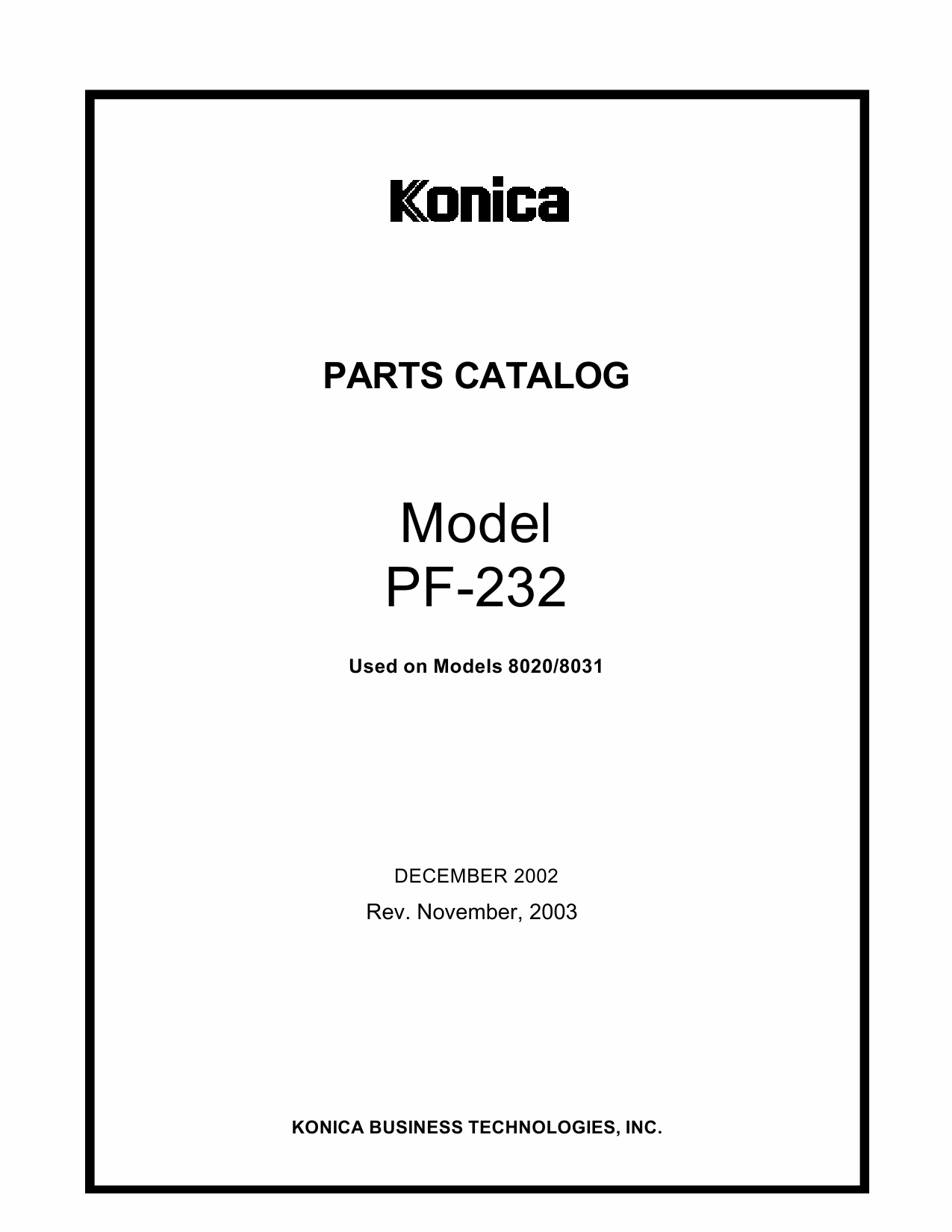 Konica-Minolta Options PF-232 Parts Manual-1